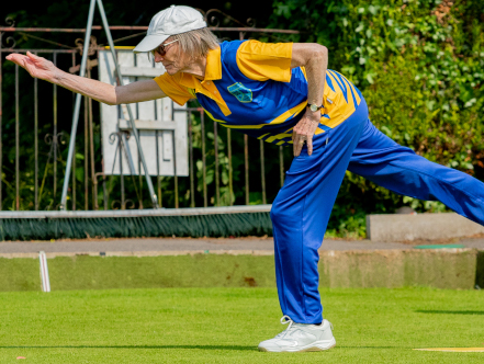 Maurice Awcock bowling in a Top Club match